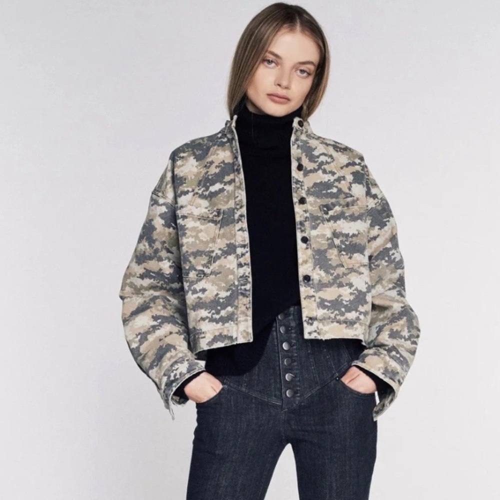 NWT Marissa Webb Flynn Canvas Camo Shirt Jacket